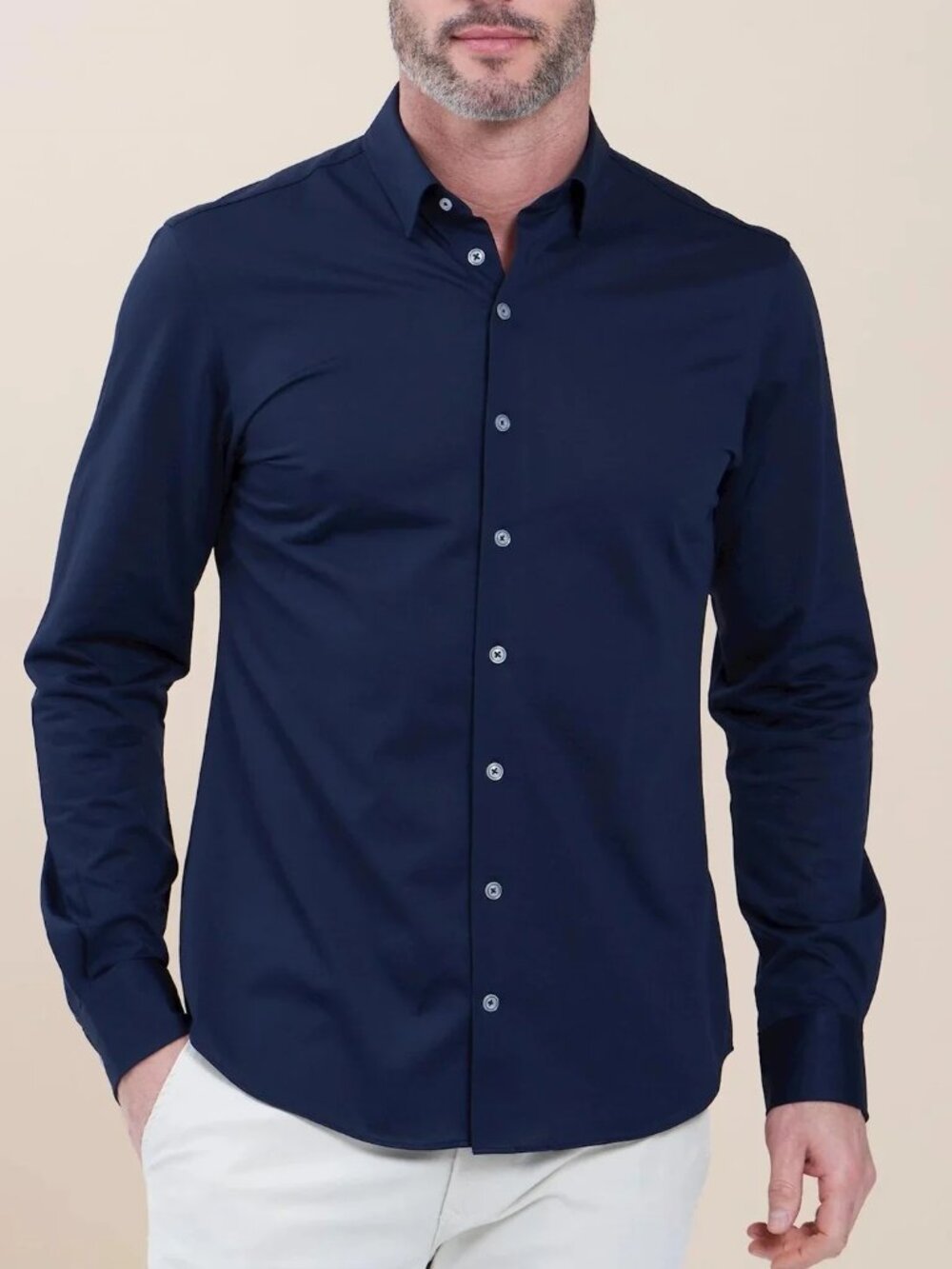 R2 Amsterdam Dark Blue Knitted Piquet Shirt/17153